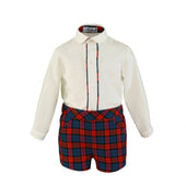 Miranda Baby Boy Shirt and Tartan Shorts Set